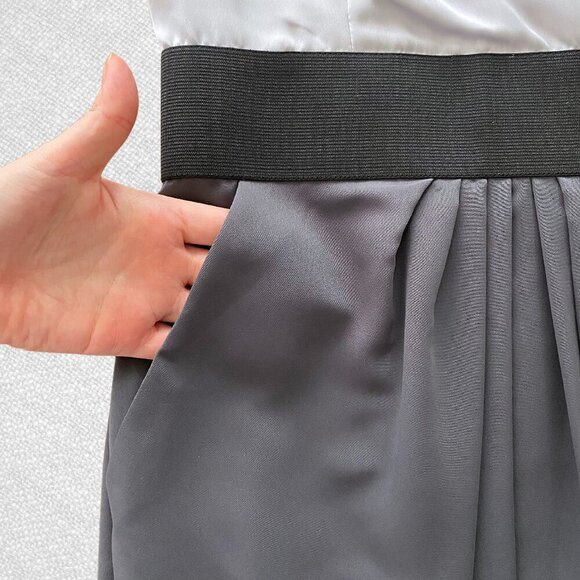 H&M Sleeveless Elastic Waist Dress Surplice V Neck Two Tone Gray Size 6 - Picture 4 of 8